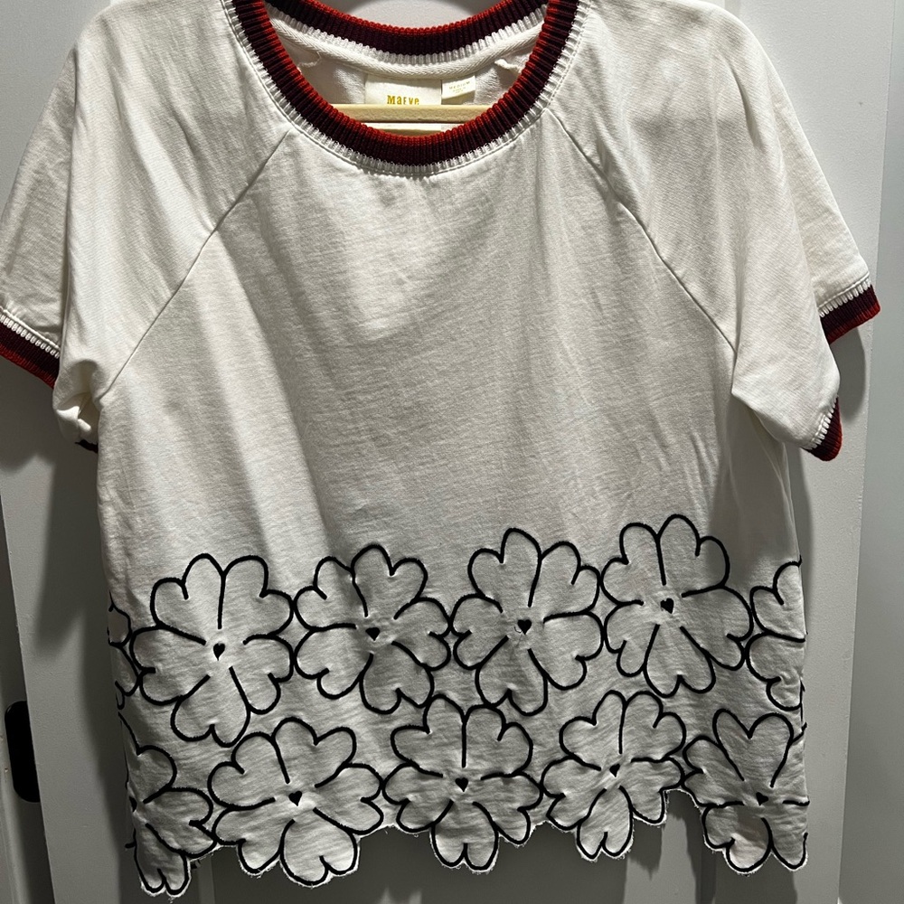 Anthropologie Maeve Floral Embroidered Shirt - M